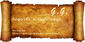 Gogolák Gyöngyi névjegykártya
